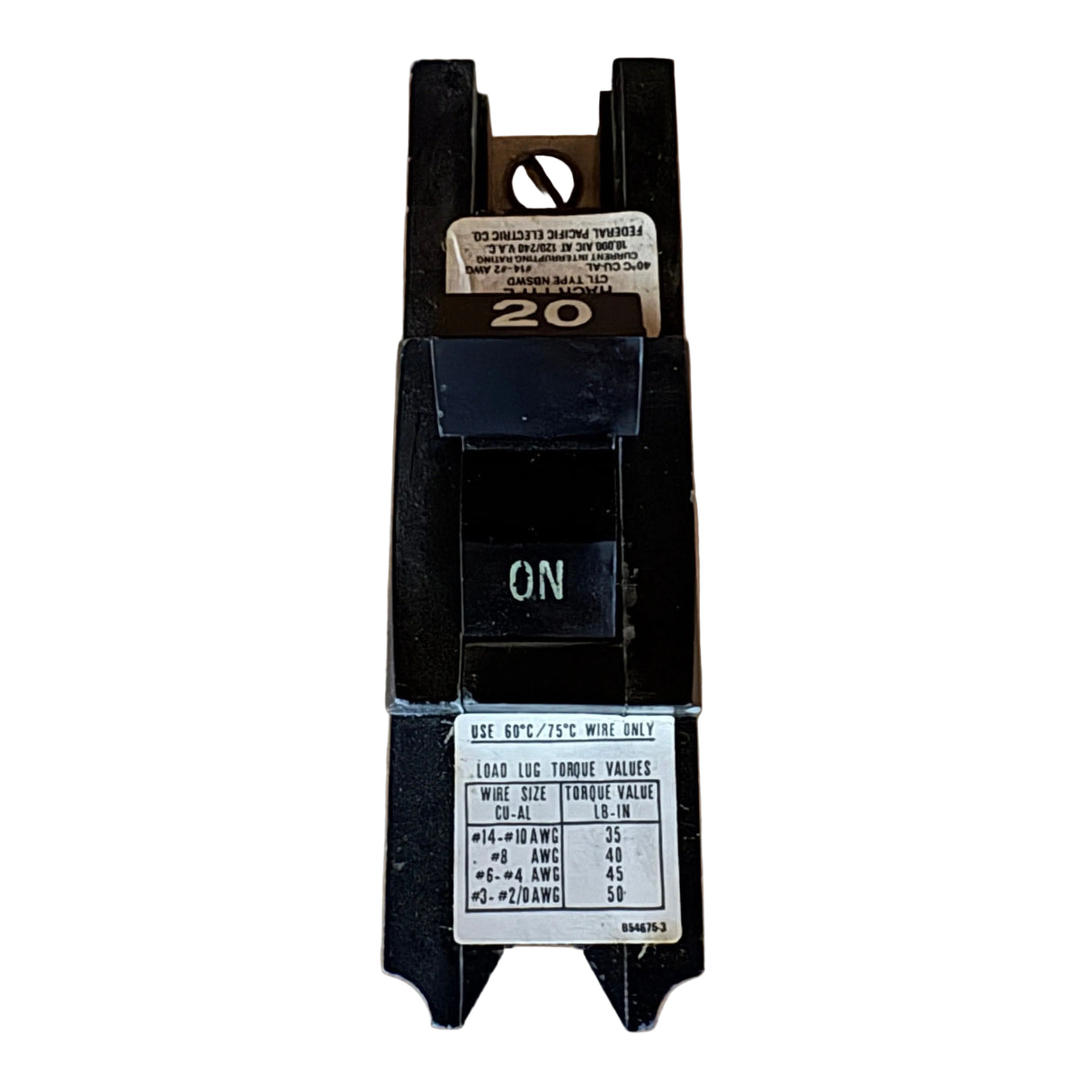 Federal Pacific bolt-on NB111020 Molded Case Circuit Breaker