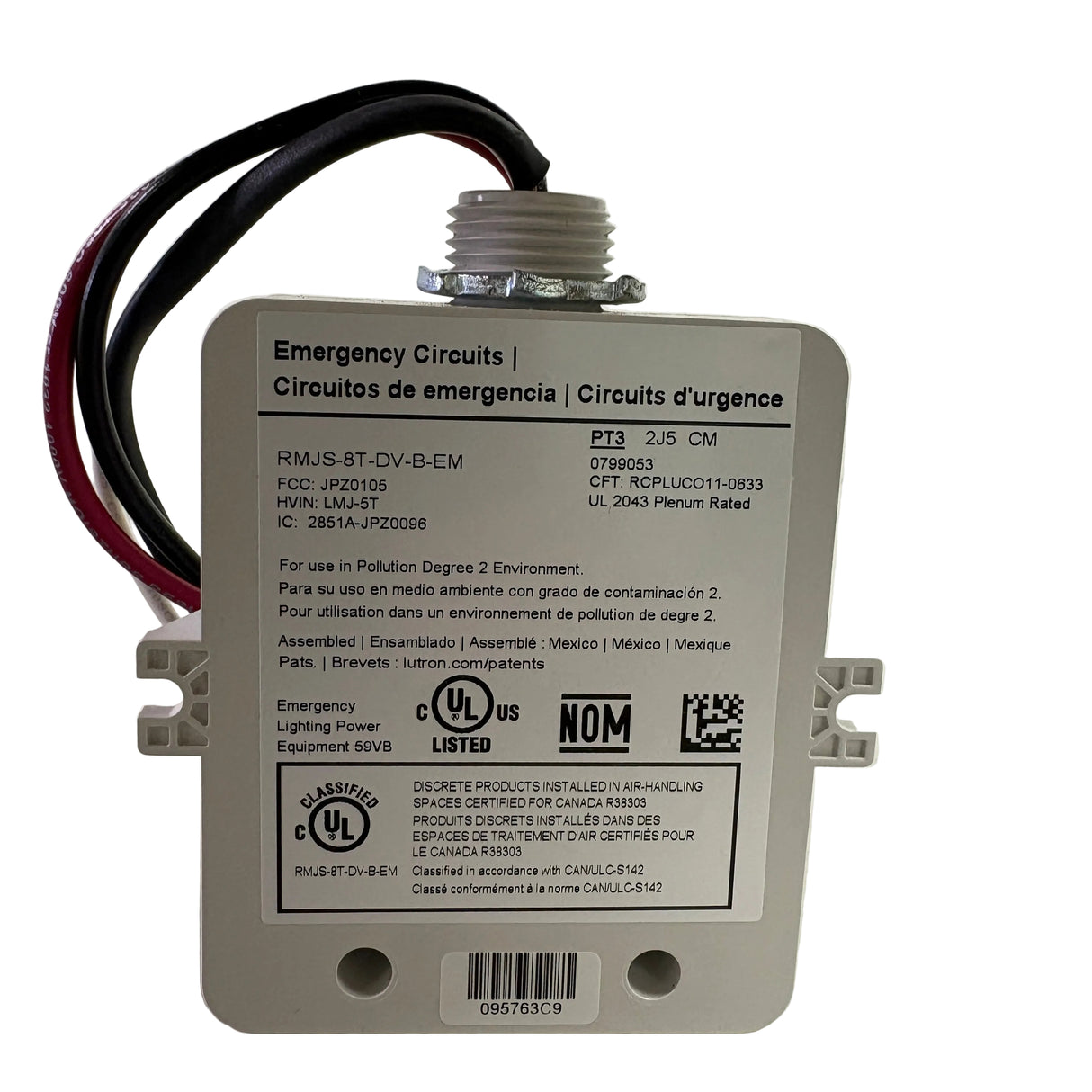 Lutron RMJS-8T-DV-B-EM Vive PowPak Emergency Dimming Module 120/277V