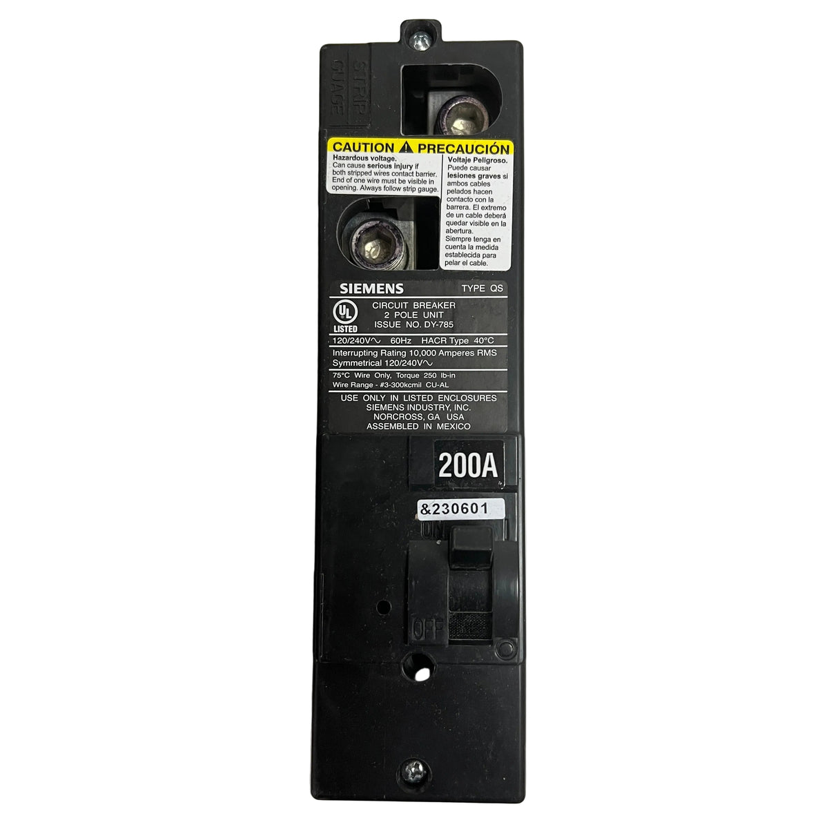 Siemens - QS2200 - NEW - Main Circuit Breaker