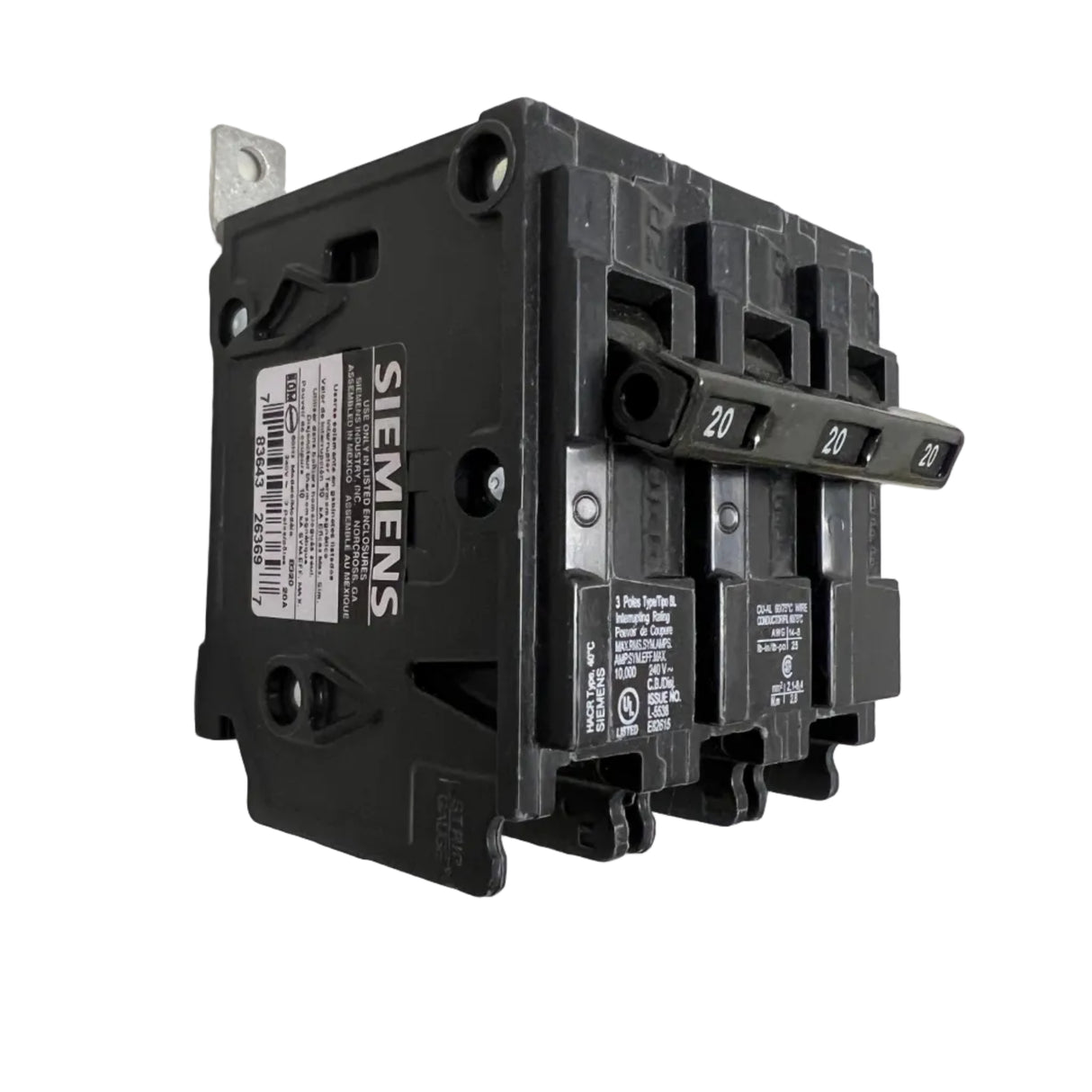 Siemens - B320 - 3 pole 20 amp Bolt-On 120/240 VAC - NEW - Circuit Breaker