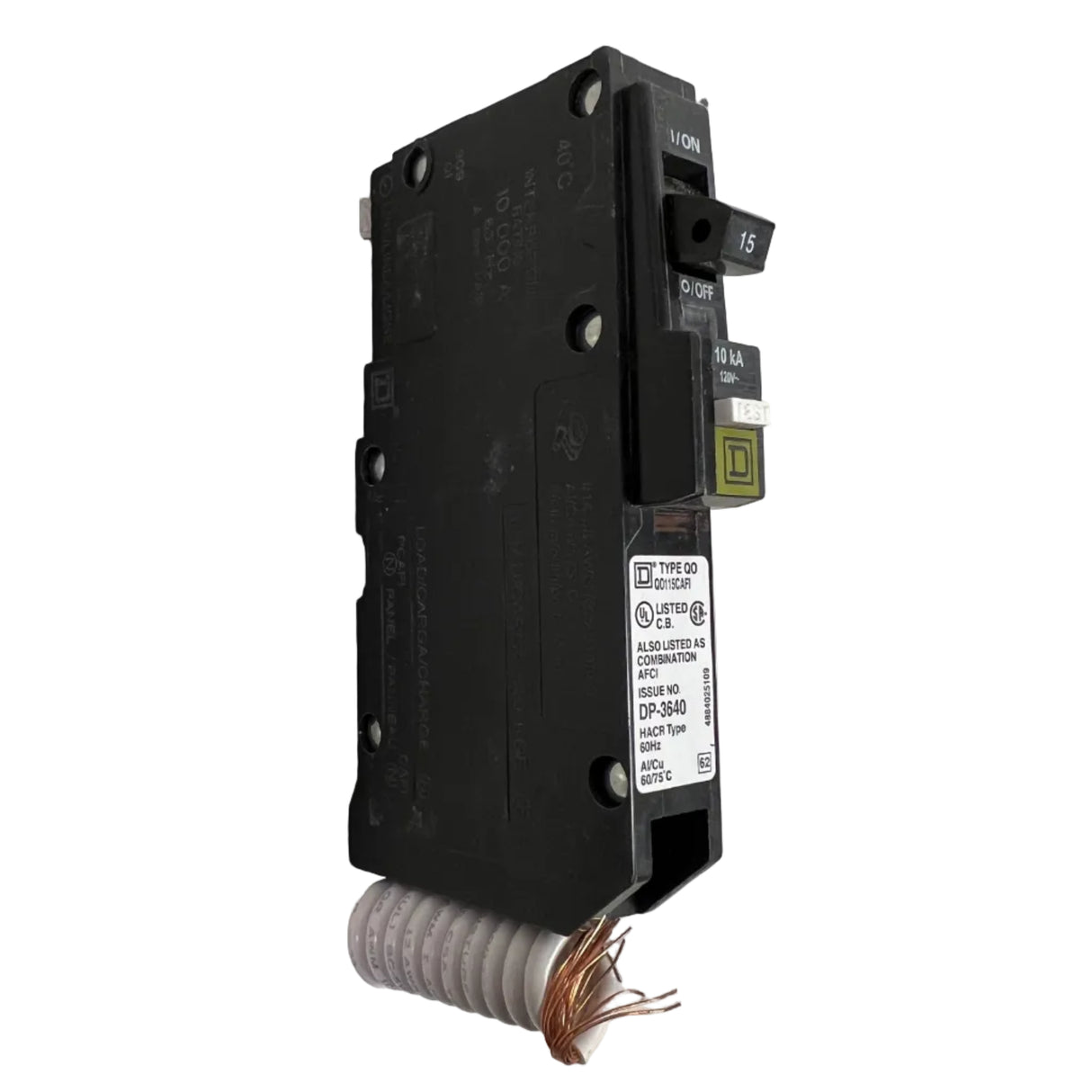 Square D by Schneider Electric - QO115CAFI, 1 pole 15 amp AFCI pigtail - NEW - Arc Fault Circuit Breaker