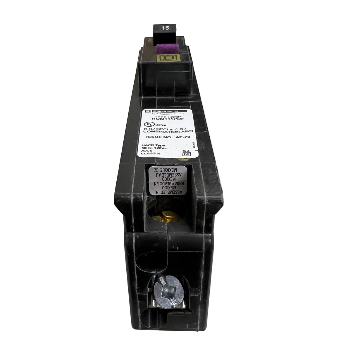 Square D - HOM115PDF, 1 pole 15 amp plug-in - NEW - Dual Function (GF/AF) Circuit Breaker Plug in