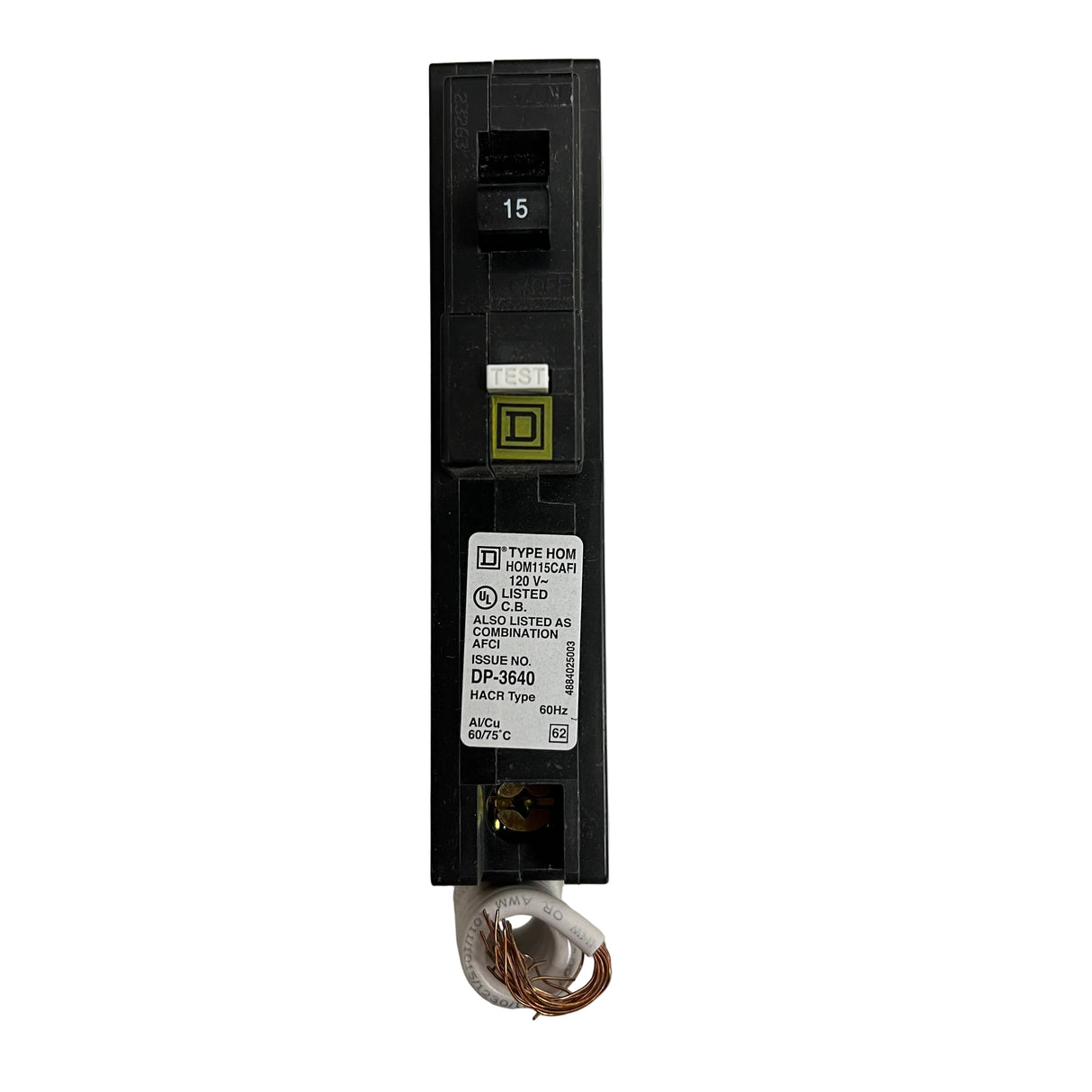 Square D by Schneider Electric - HOM115CAFI 1P 15A Homeline Plug-in Pigtail Neutral - NEW - Arc Fault Circuit Breaker
