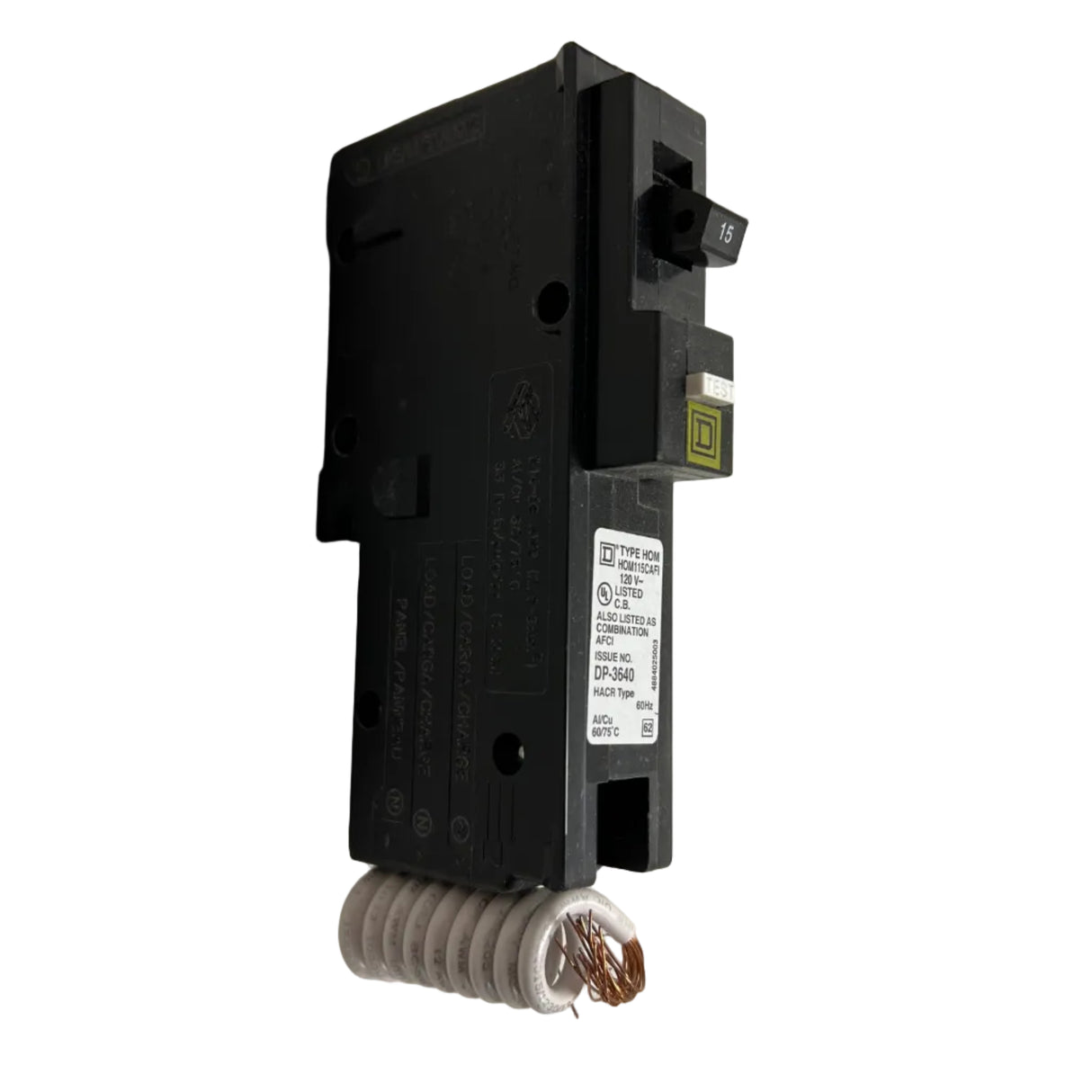 Square D by Schneider Electric - HOM115CAFI 1P 15A Homeline Plug-in Pigtail Neutral - NEW - Arc Fault Circuit Breaker
