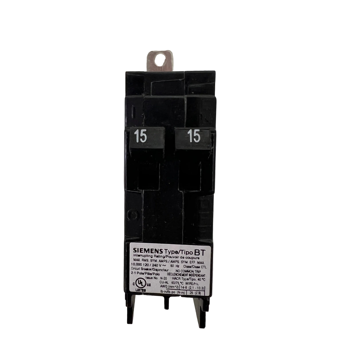 Siemens B1515 15A/15A 120V Twin Tandem Bolt-On Circuit Breaker Thermal Magnetic - NEW
