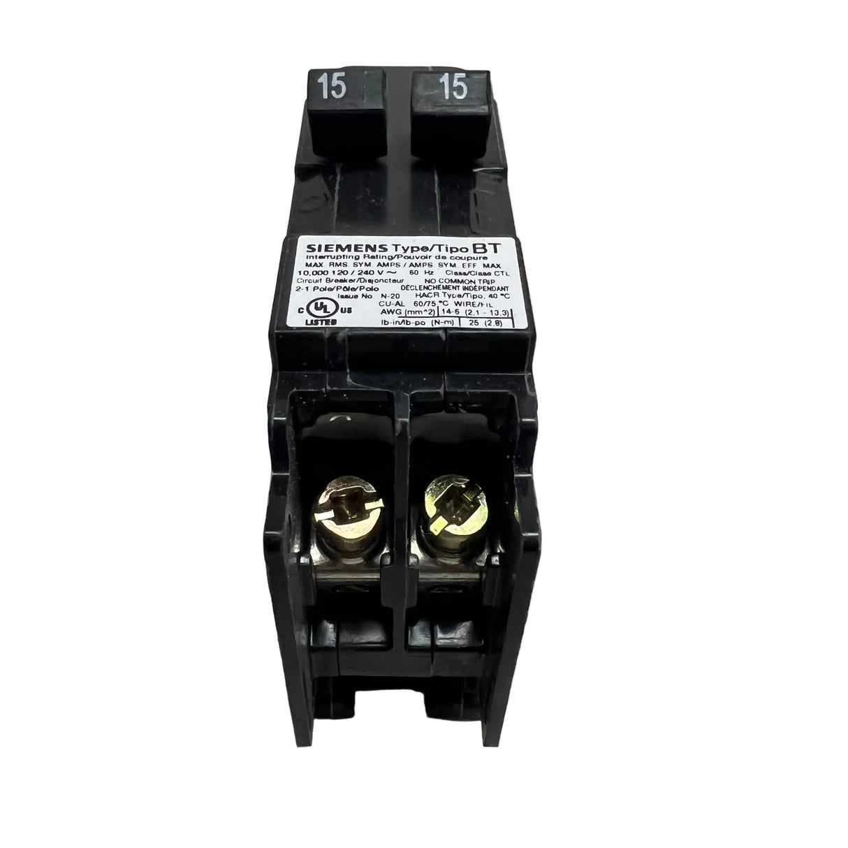 Siemens B1515 15A/15A 120V Twin Tandem Bolt-On Circuit Breaker Thermal Magnetic - NEW