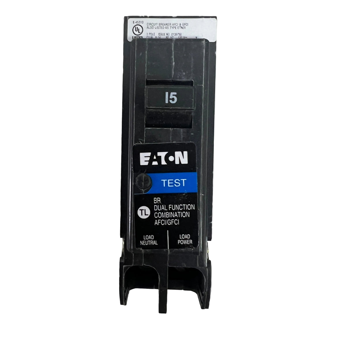 Eaton BRP115DF 1-Pole 15 Amp BR Dual Function AFCI/GFCI Plug-On Circuit Breaker 120V