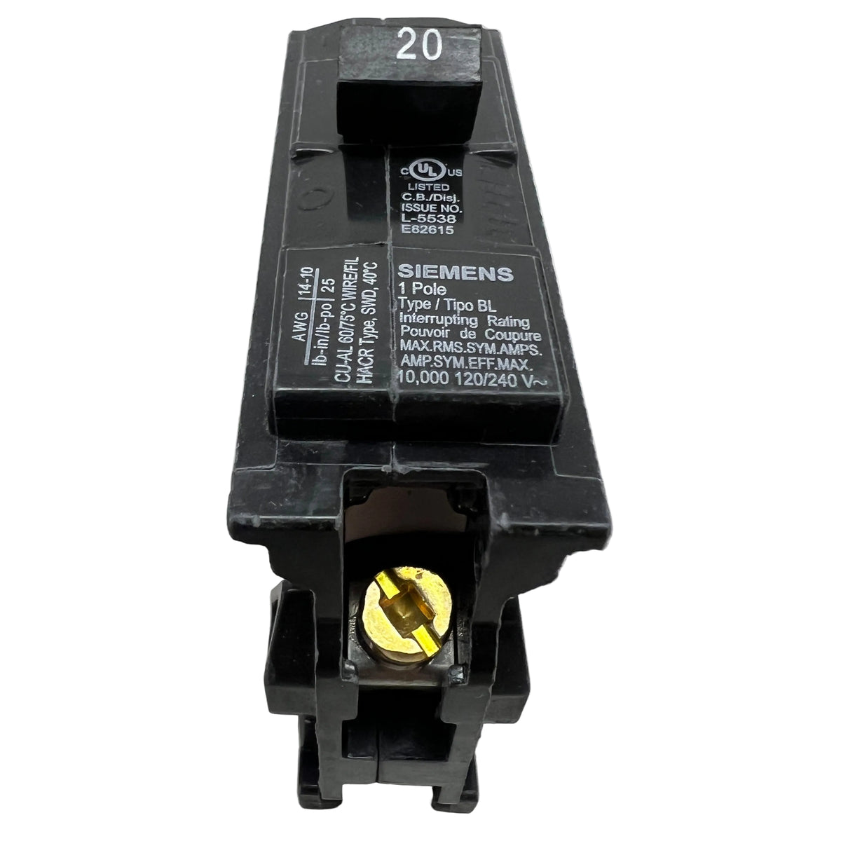 Siemens B120 1-Pole 20 Amp Bolt-On Circuit Breaker 120/240V - NEW