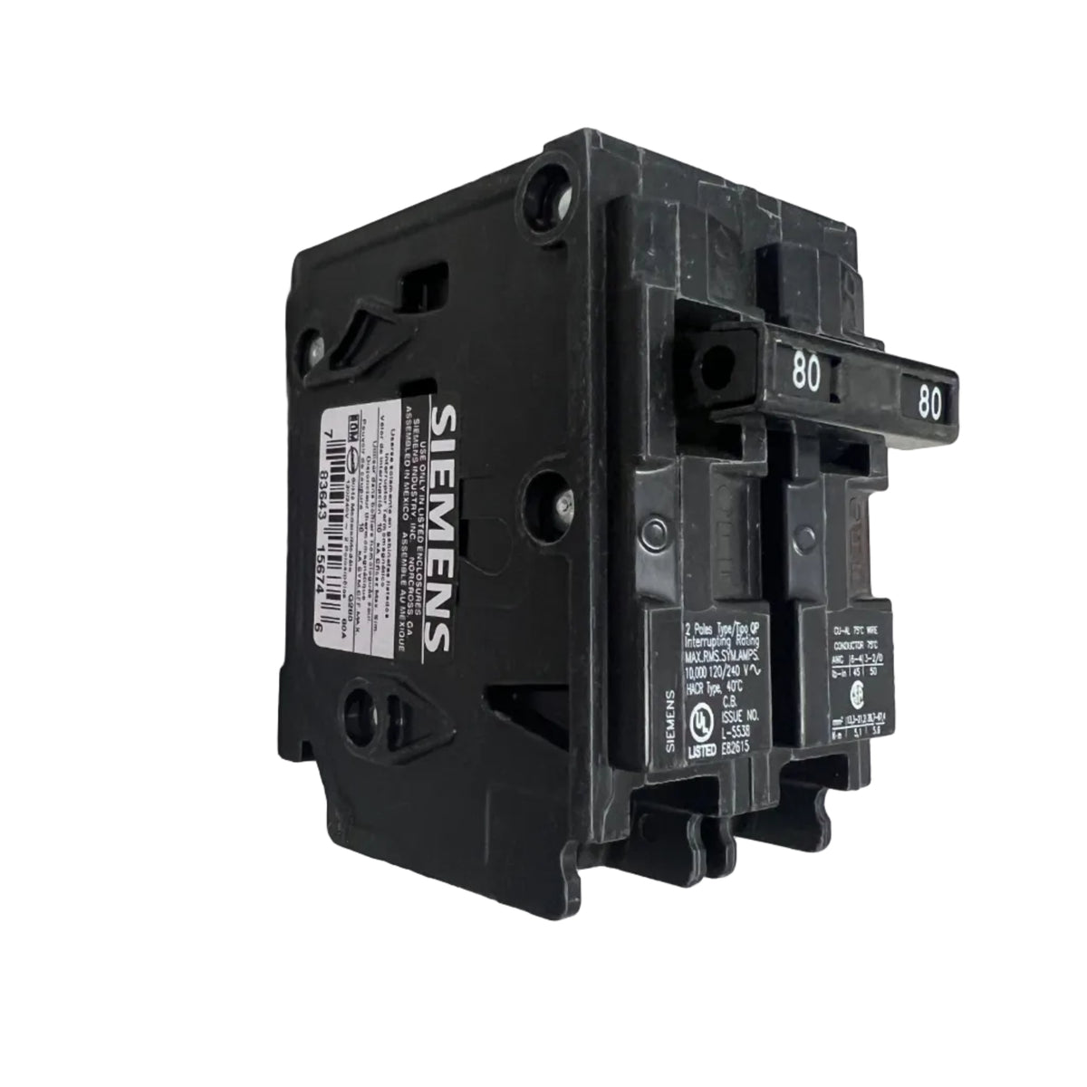 Siemens Q280 2-Pole 80A 120/240V QP Plug-In Circuit Breaker Thermal Magnetic - NEW
