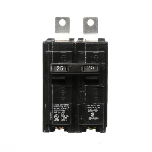 Siemens B225 2-Pole 25 Amp Bolt-On Circuit Breaker 120/240V 10kAIC - NEW