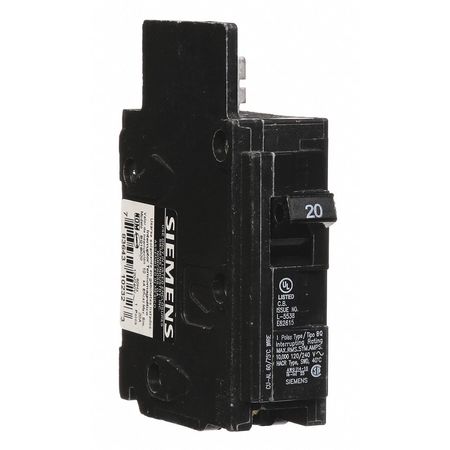 Siemens BQ1B020 1-Pole 20 Amp BQ Bolt-On Circuit Breaker 120V 10kAIC - NEW