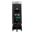 An Eaton 20A test combination AFCI circuit breaker in black plastic, shown vertically against a plain white background.
