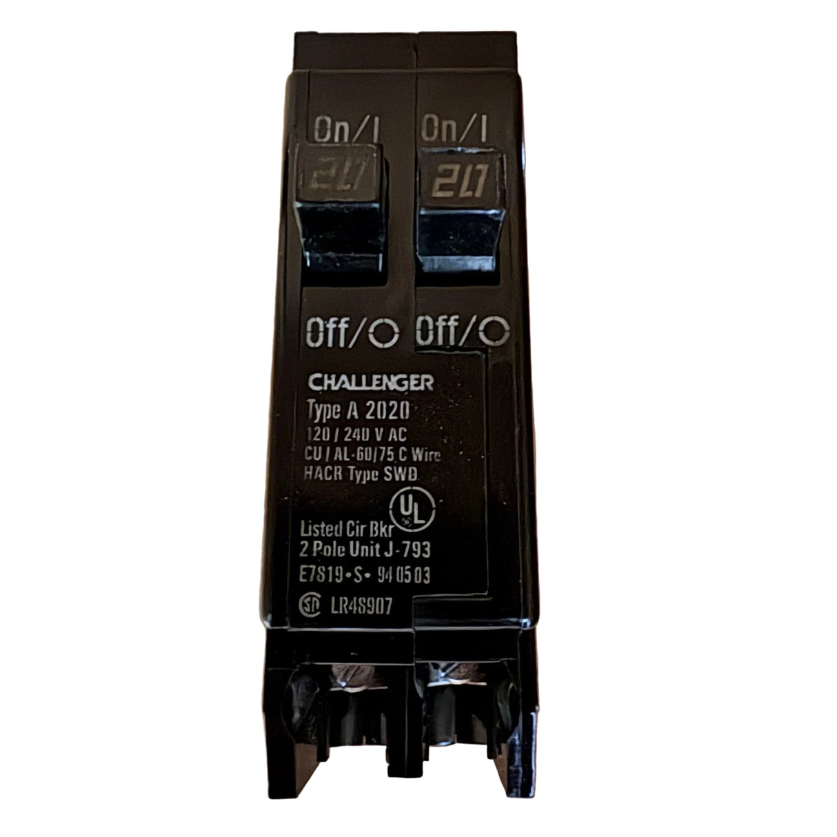 Challenger / Eaton A2020 Tandem 2x20A Single-Pole Plug-In Circuit Breaker 120V - NEW
