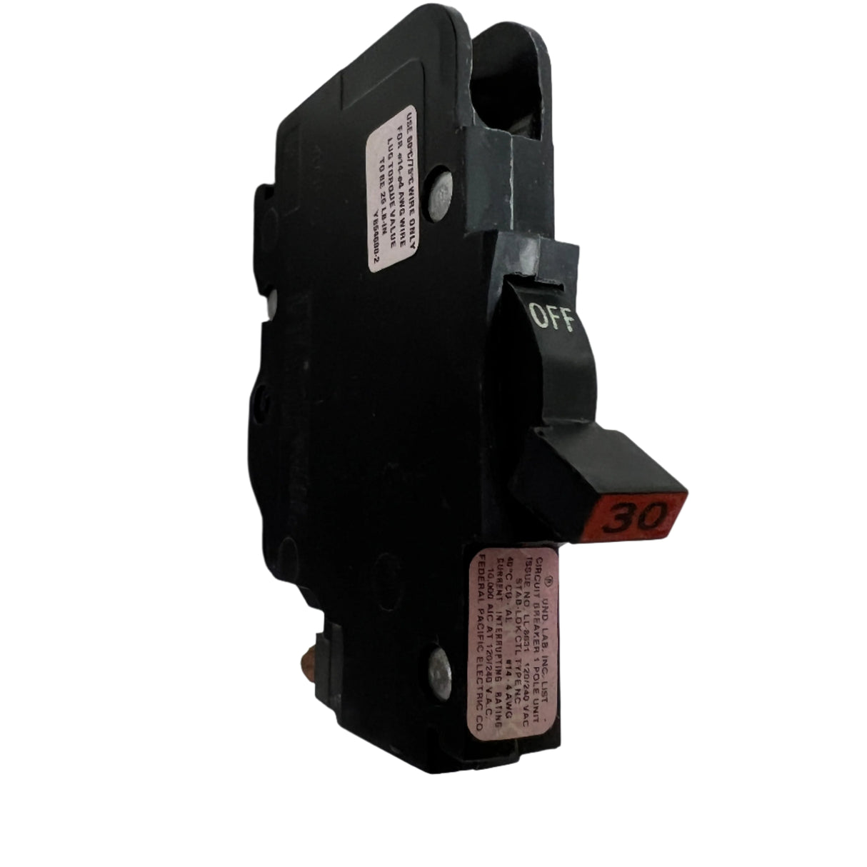 Federal Pacific NC030 1-Pole 30 Amp Thin Plug-On Circuit Breaker
