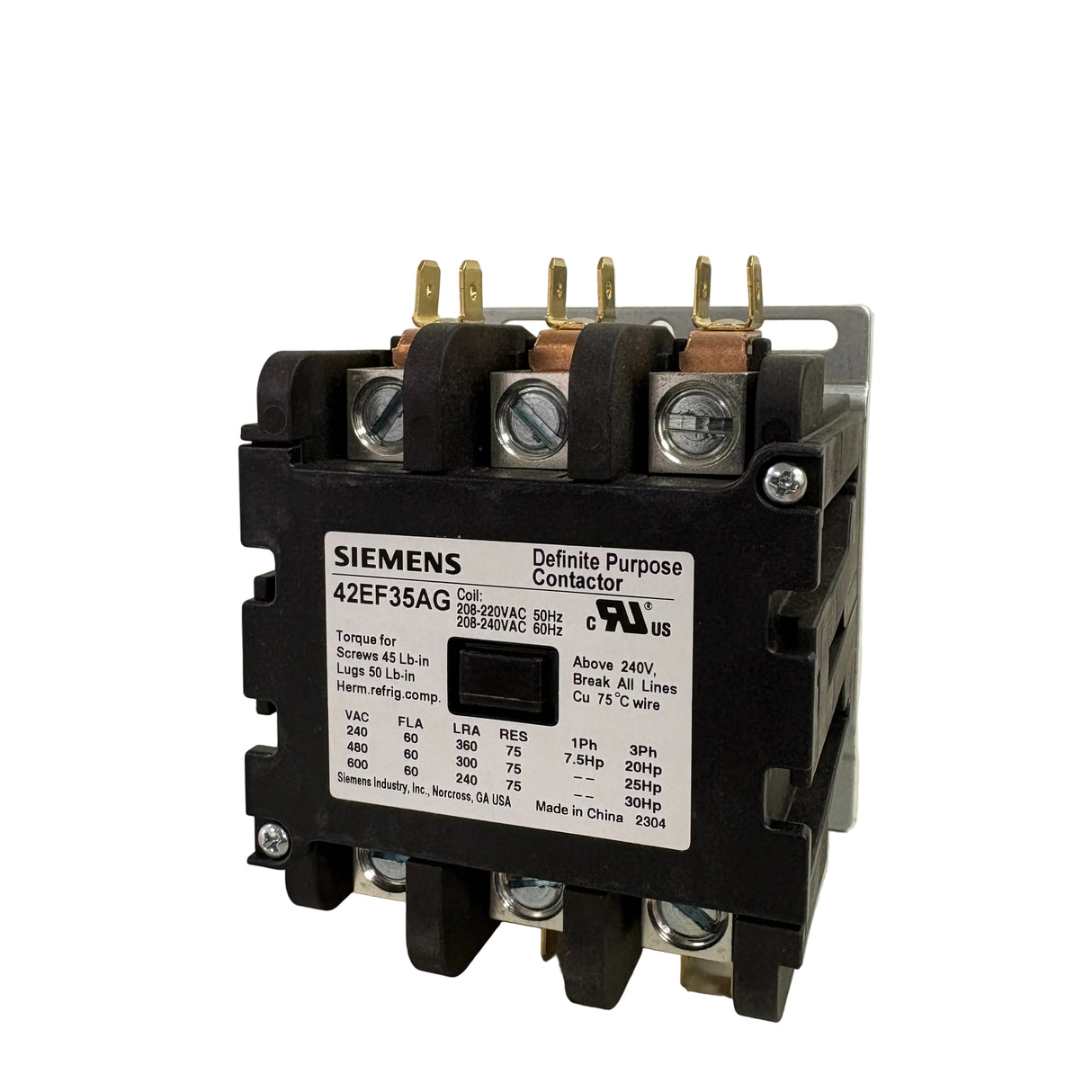 Furnas / Siemens 42CF35AG 3-Pole 60 Amp 600V Definite Purpose Contactor - NEW
