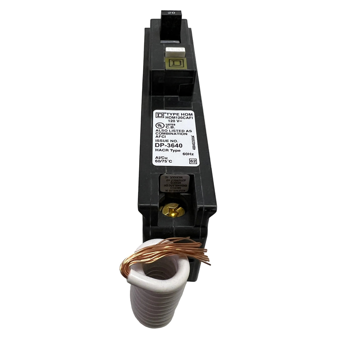 Square D by Schneider Electric - HOM120CAFI 1P 20A Homeline Plug-in Pigtail Neutral - NEW - Arc Fault Circuit Breaker
