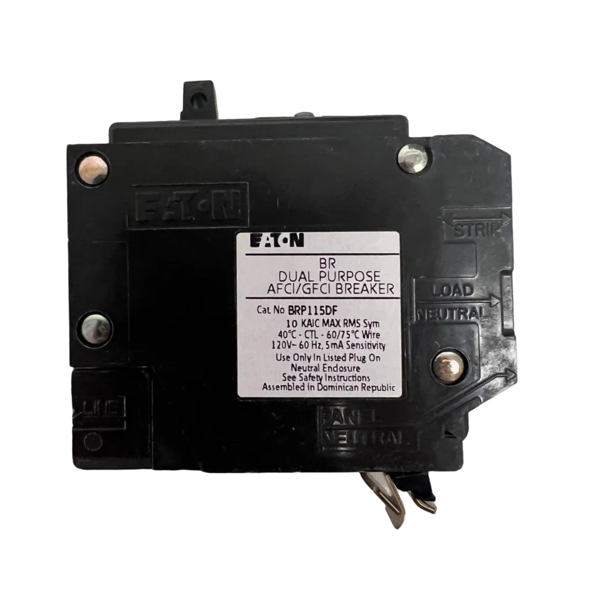 Eaton BRP115DF 1-Pole 15 Amp BR Dual Function AFCI/GFCI Plug-On Circuit Breaker 120V

