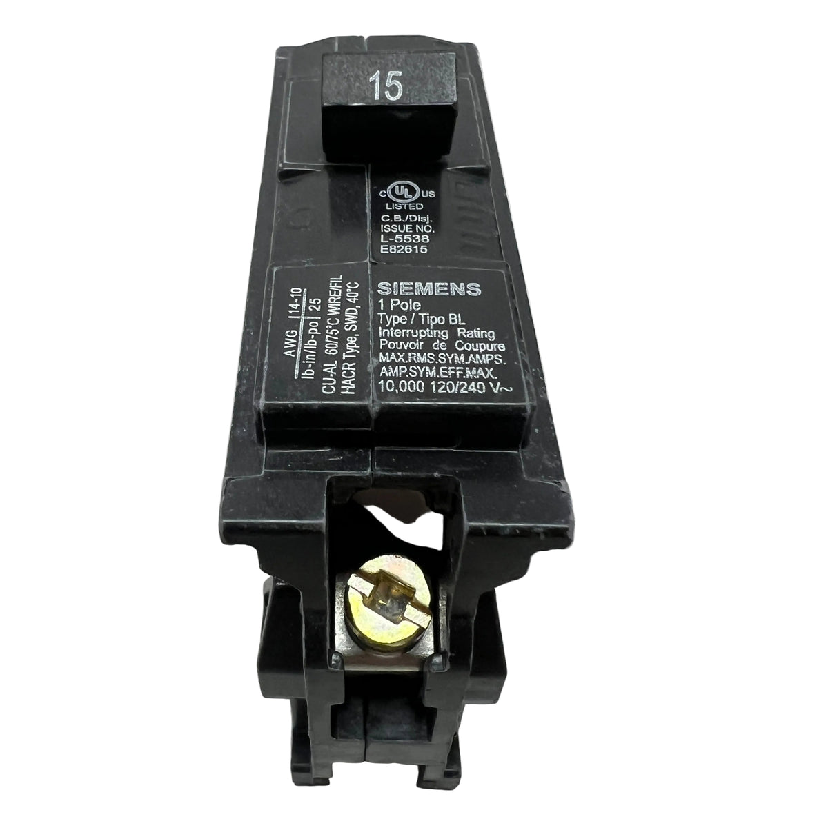Siemens B115 1-Pole 15 Amp Bolt-On Circuit Breaker 120/240V - NEW
